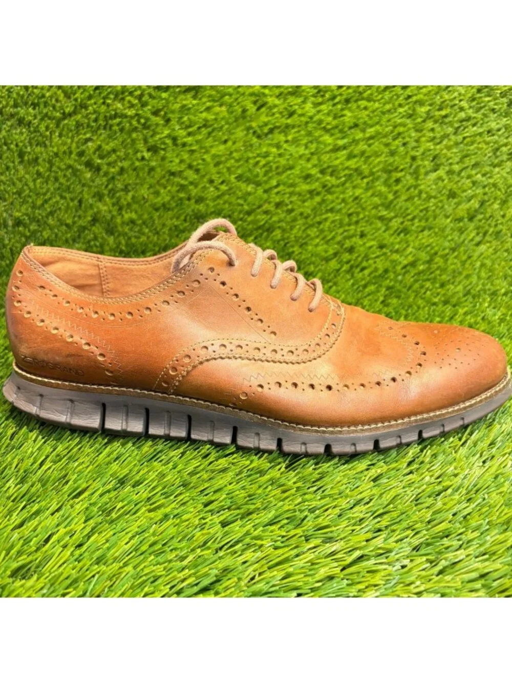 Cole Haan ZeroGrand Mens Size 12 Brown Classic Leather Wingtip Oxford Shoes